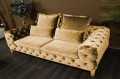 диван капитоне Скиллачи бежевый золотой